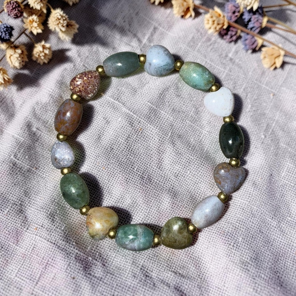 🔥 8mm Indian Agate Bracelet 💚💜